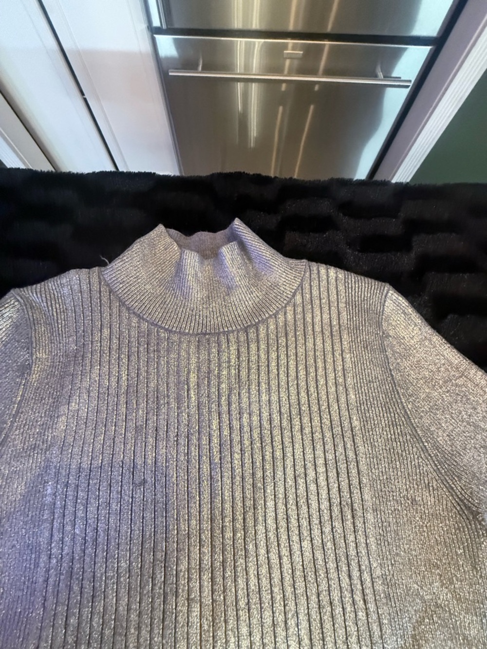 Metallic Silver Ribbed Sweater - Picture 5 of 6